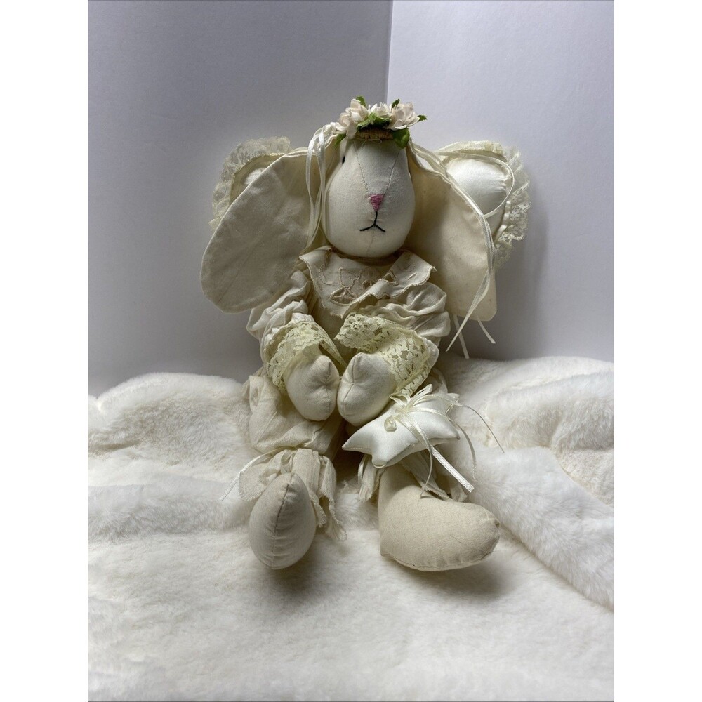Vintage ABC Distributing Angel Bunny Plush 17" - Victorian Lace Floral Crown